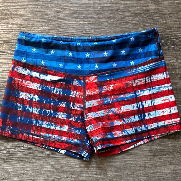 Pants - Patriotic Red and Blue Women's workout Shorts